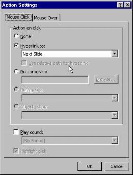 action settings