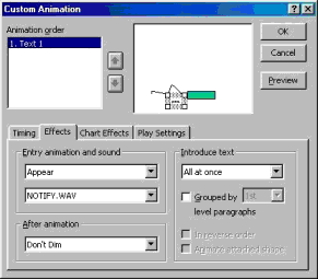 custom animation settings