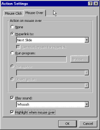 action settings